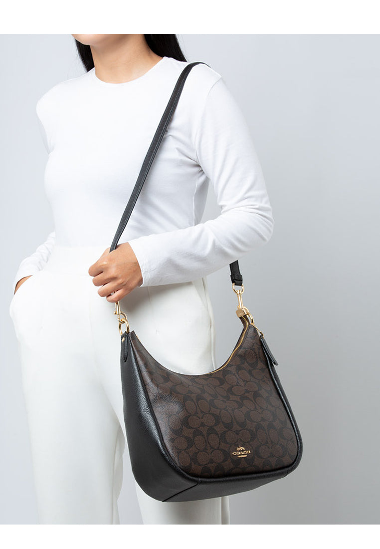 Coach Jules Hobo In Signature Canvas - Dark Brown