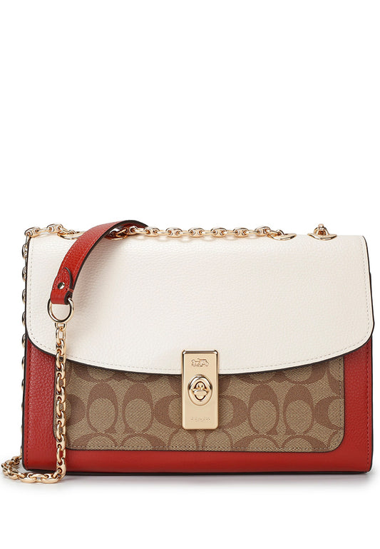 Coach Lane Shoulder Bag In Colorblock Signature Canvas - Brown/White