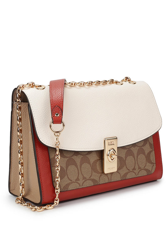 Coach Lane Shoulder Bag In Colorblock Signature Canvas - Brown/White