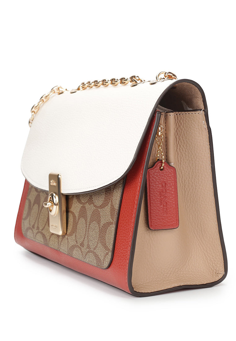 Coach Lane Shoulder Bag In Colorblock Signature Canvas - Brown/White