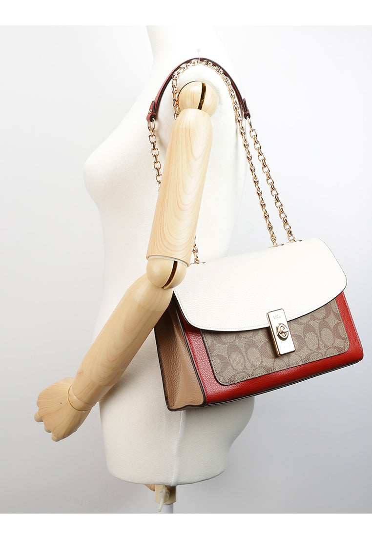 Coach Lane Shoulder Bag In Colorblock Signature Canvas - Brown/White