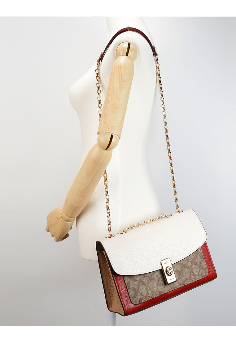 Coach Lane Shoulder Bag In Colorblock Signature Canvas - Brown/White