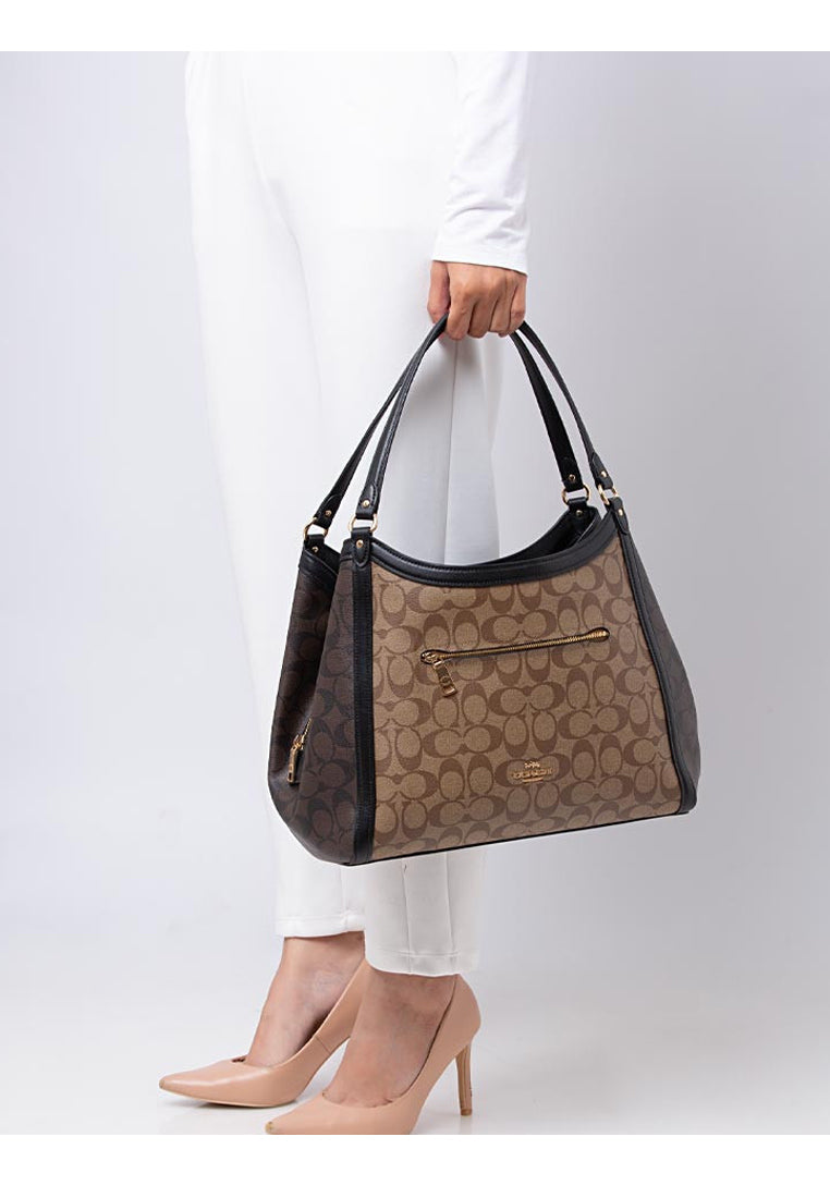 Coach Kristy Shoulder Bag In Blocked Signature Canvas - Brown/Dark Brown