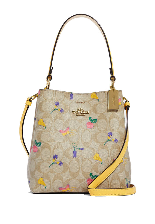 Coach Small Town Bucket Bag In Signature Canvas With Dreamy Veggie Print - Brown/Multi