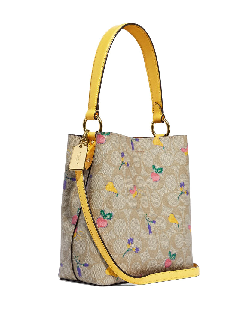 Coach Small Town Bucket Bag In Signature Canvas With Dreamy Veggie Print - Brown/Multi
