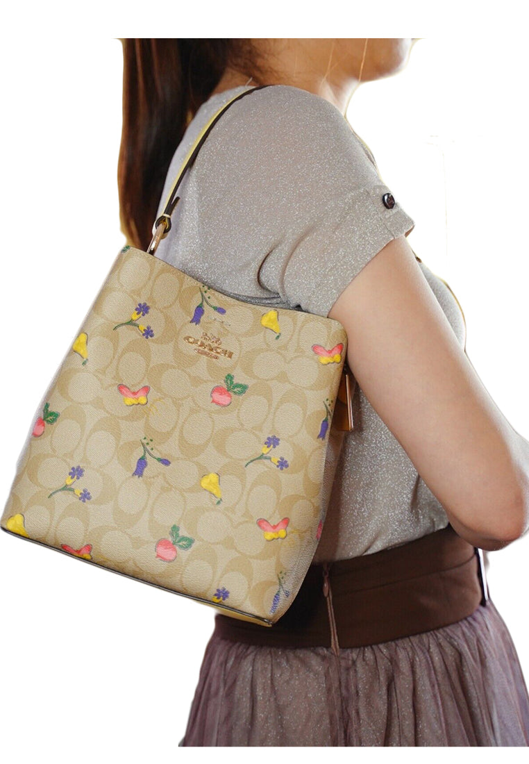 Coach Small Town Bucket Bag In Signature Canvas With Dreamy Veggie Print - Brown/Multi