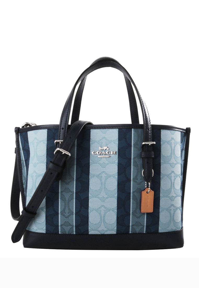 Coach Mollie Tote 25 In Signature Jacquard With Stripes - Blue