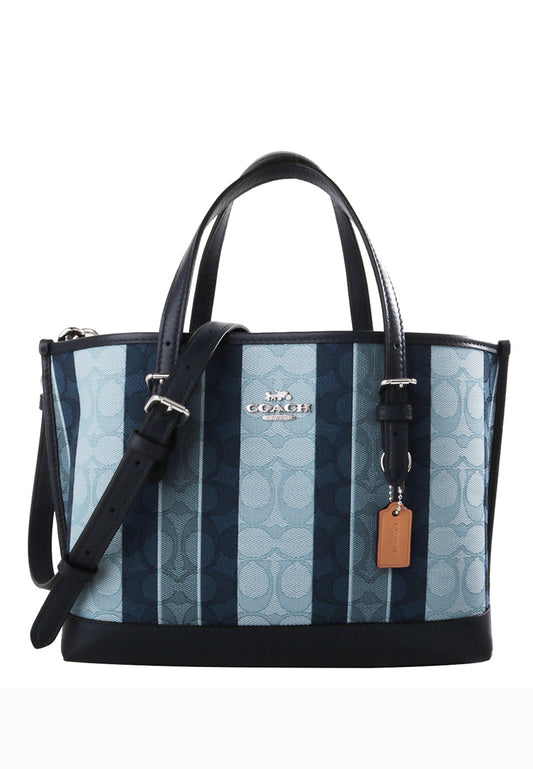 Coach Mollie Tote 25 In Signature Jacquard With Stripes - Blue