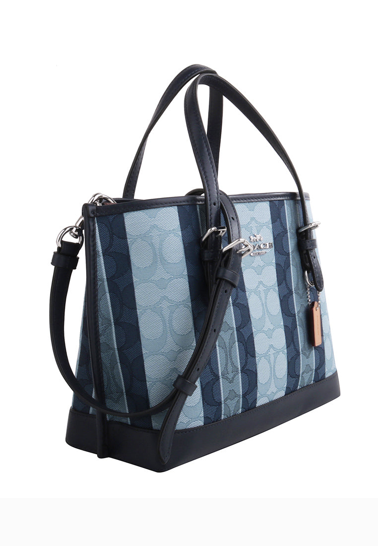 Coach Mollie Tote 25 In Signature Jacquard With Stripes - Blue