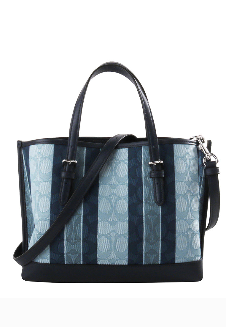 Coach Mollie Tote 25 In Signature Jacquard With Stripes - Blue