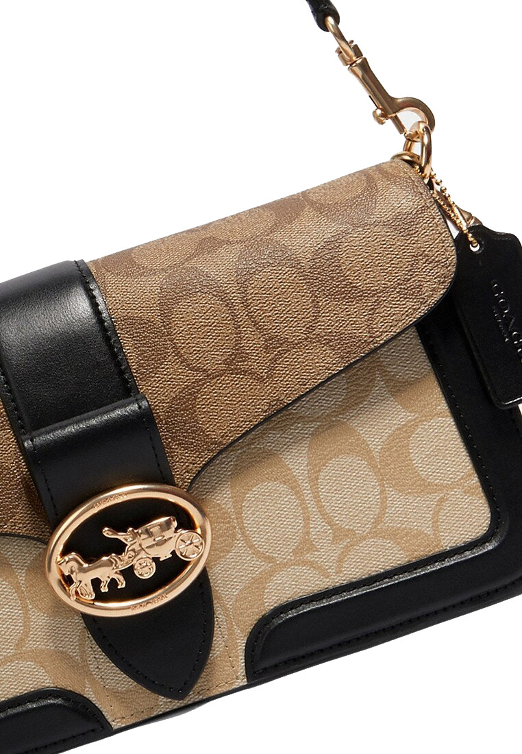 Coach Georgie Shoulder Bag In Blocked Signature Canvas - Brown/Multi