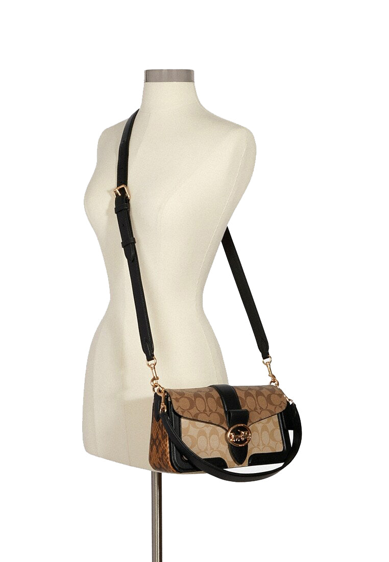 Coach Georgie Shoulder Bag In Blocked Signature Canvas - Brown/Multi