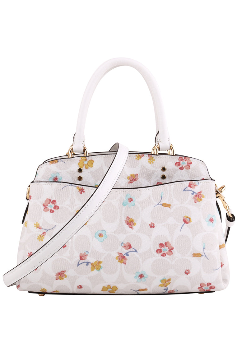 Coach Mini Lillie Carryall In Signature Canvas With Mystical Floral Print - White