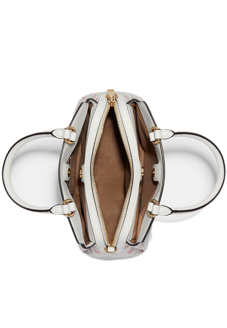 Coach Mini Lillie Carryall In Signature Canvas With Mystical Floral Print - White