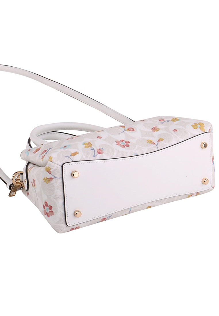 Coach Mini Lillie Carryall In Signature Canvas With Mystical Floral Print - White