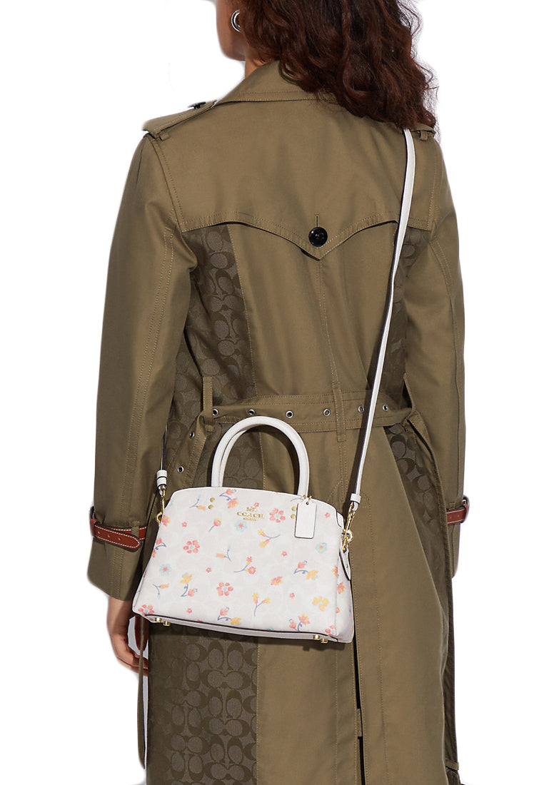 Coach Mini Lillie Carryall In Signature Canvas With Mystical Floral Print - White