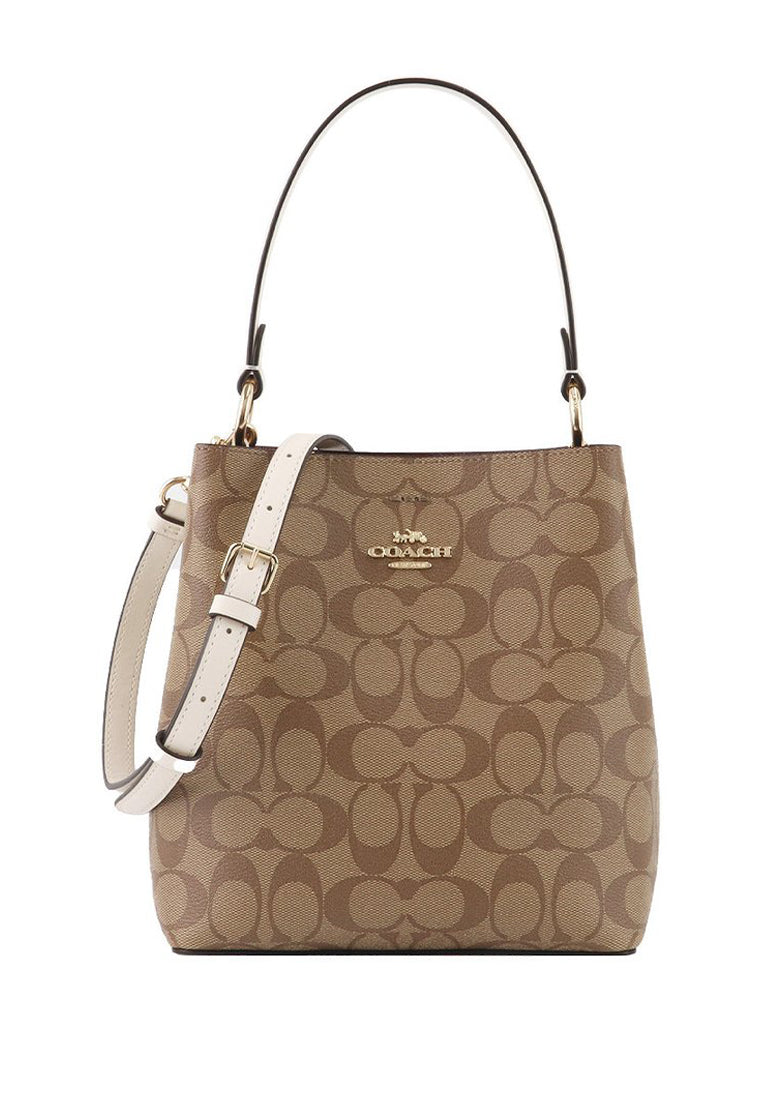 Coach Small Town Bucket Bag In Signature Canvas - Light Brown/White