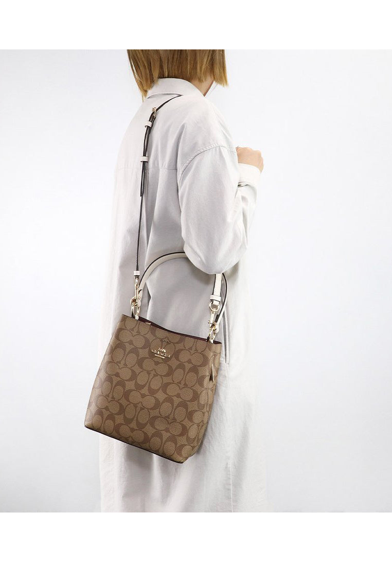 Coach Small Town Bucket Bag In Signature Canvas - Light Brown/White