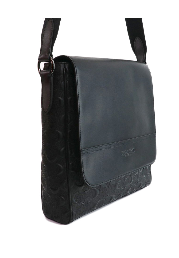 Coach Houston Map Bag In Signature Leather - Black