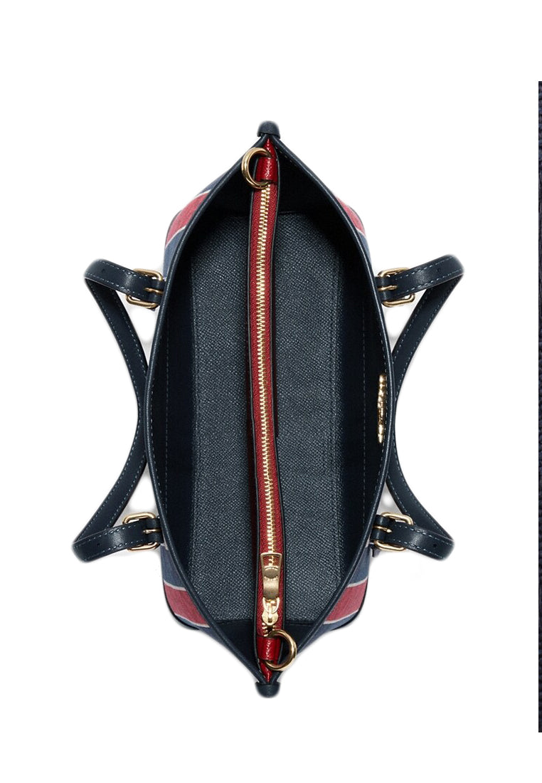 Coach Mollie Tote 25 In Signature Jacquard With Stripes - Red/Navy/White