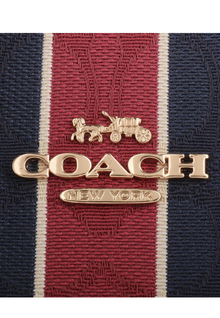 Coach Mollie Tote 25 In Signature Jacquard With Stripes - Red/Navy/White