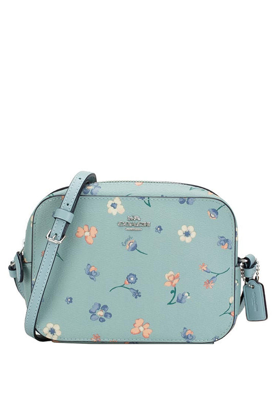 Coach Mini Camera Bag With Mystical Floral Print - Light Teal