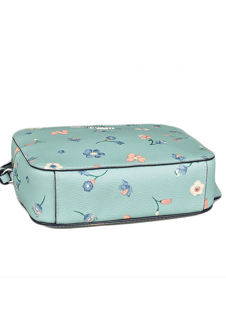 Coach Mini Camera Bag With Mystical Floral Print - Light Teal