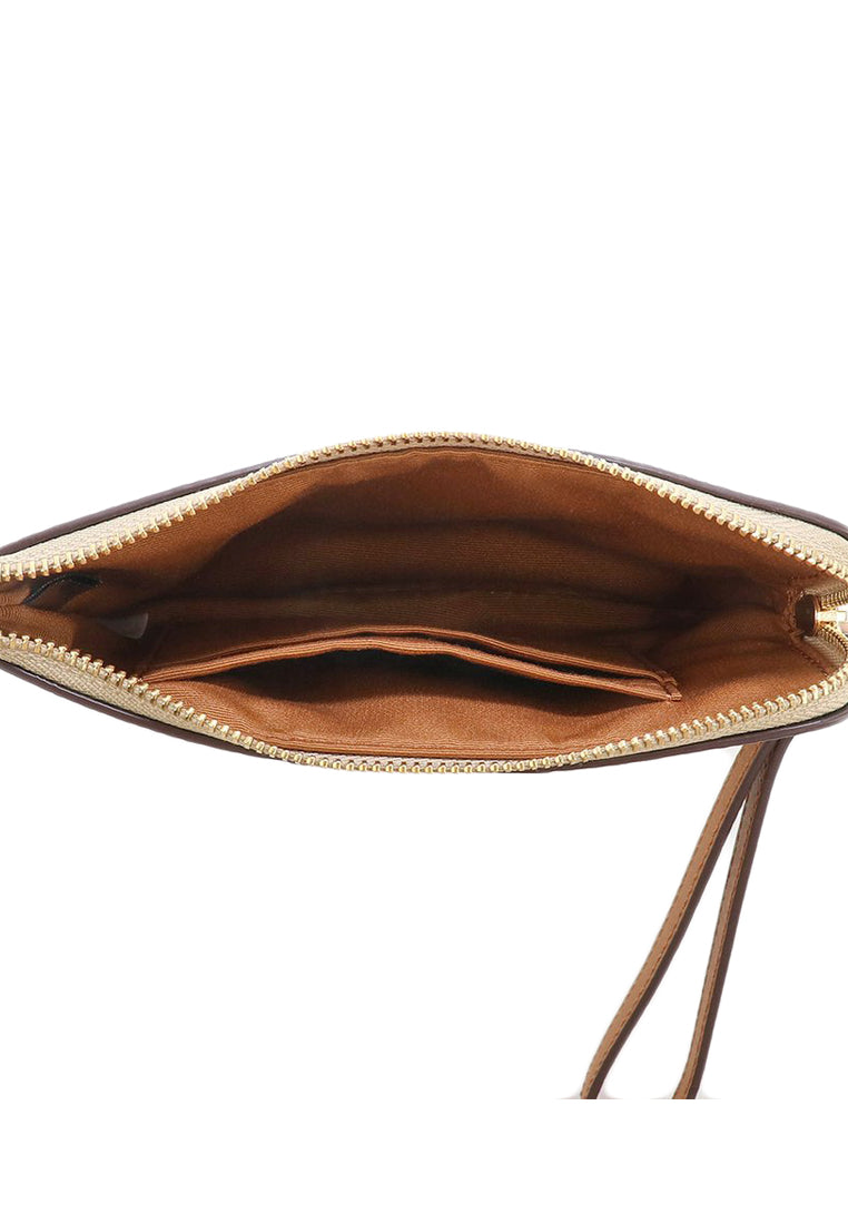 Coach Corner Zip Wristlet In Signature Canvas - Light Brown/Brown