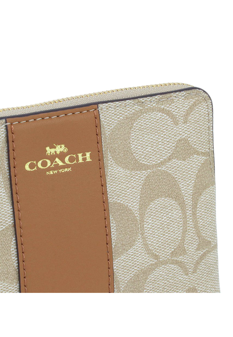 Coach Corner Zip Wristlet In Signature Canvas - Light Brown/Brown
