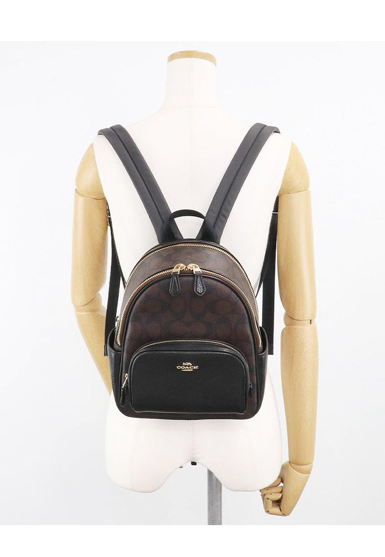 Coach Mini Court Backpack In Signature Canvas - Dark Brown