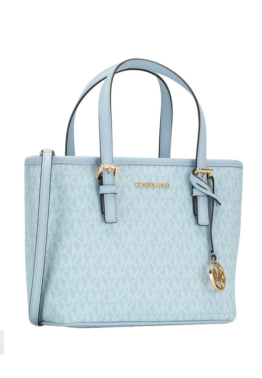 Michael Kors Jet Set Travel Extra-Small Logo Top-Zip Tote Bag in Pale Ocean