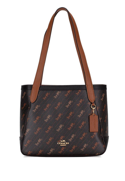 Coach Horse And Carriage Tote 27 With Horse And Carriage Dot Print - Black