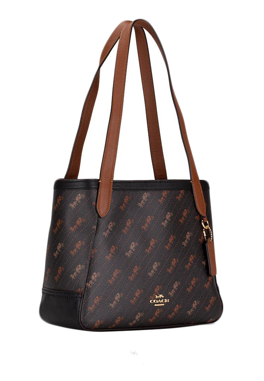 Coach Horse And Carriage Tote 27 With Horse And Carriage Dot Print - Black