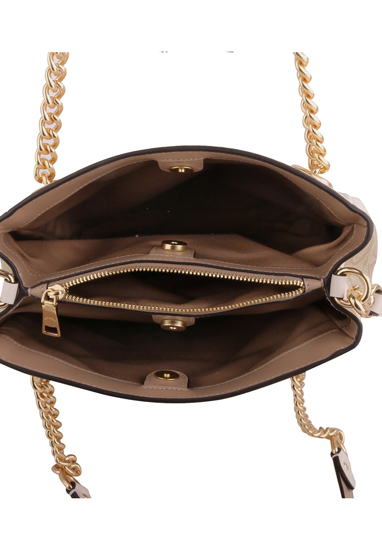 Coach Cammie Chain Bucket Bag In Signature Canvas - Light Brown/White