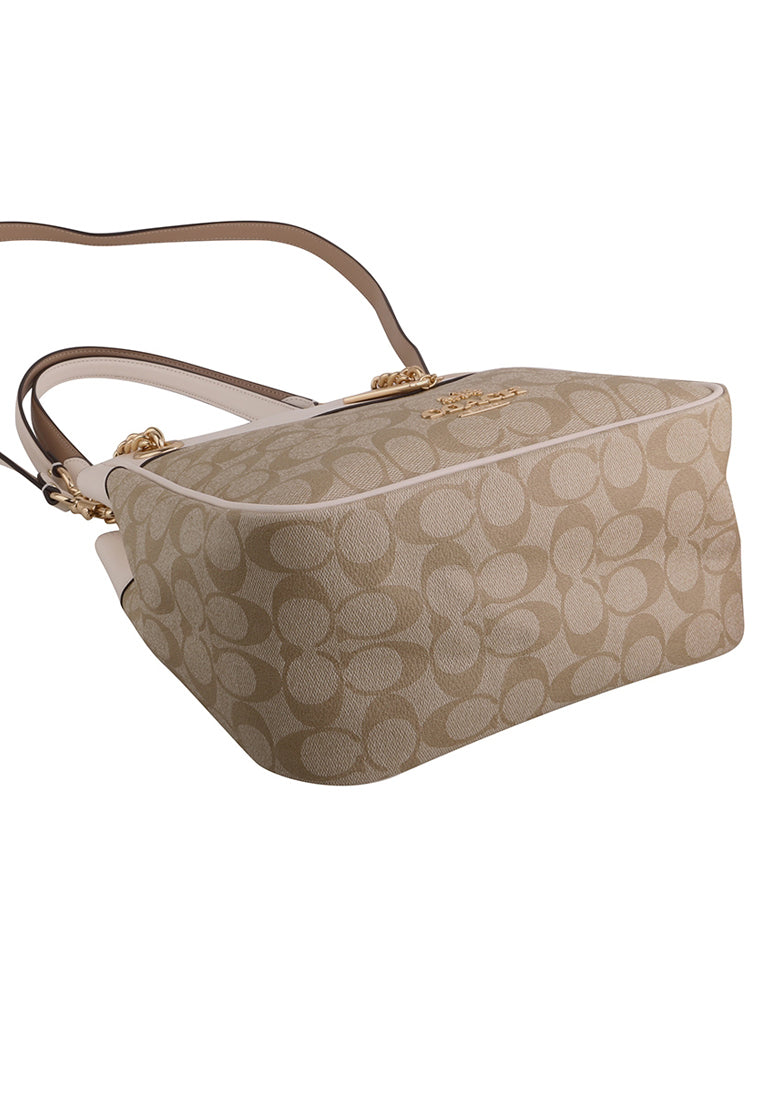 Coach Cammie Chain Bucket Bag In Signature Canvas - Light Brown/White
