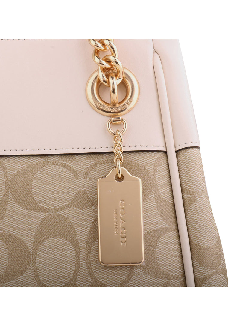 Coach Cammie Chain Bucket Bag In Signature Canvas - Light Brown/White