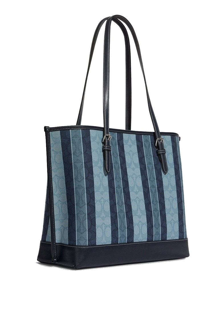 Coach Mollie Tote In Signature Jacquard With Stripes - Blue/Multi