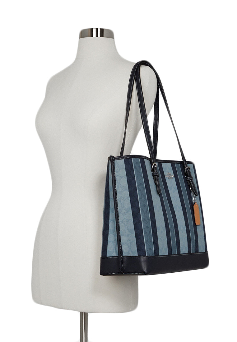 Coach Mollie Tote In Signature Jacquard With Stripes - Blue/Multi