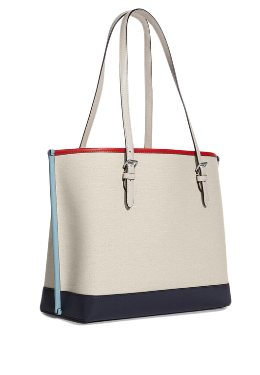 Coach Mollie Tote In Signature Jacquard With Stripes - Red/Navy/White