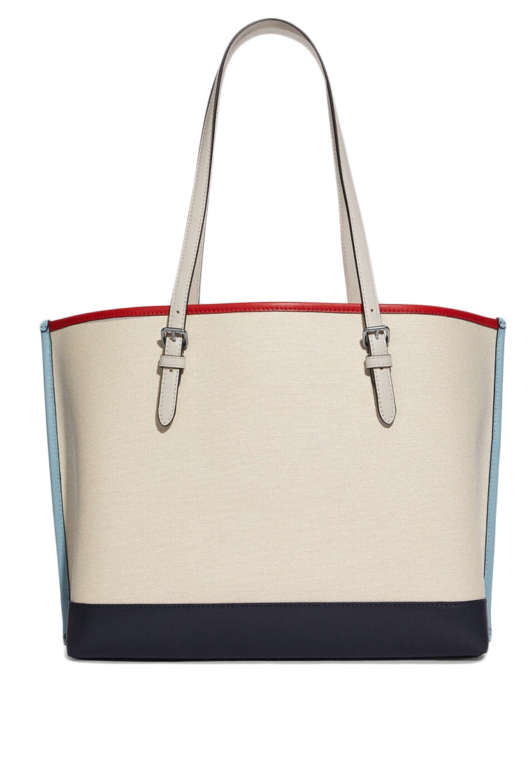 Coach Mollie Tote In Signature Jacquard With Stripes - Red/Navy/White