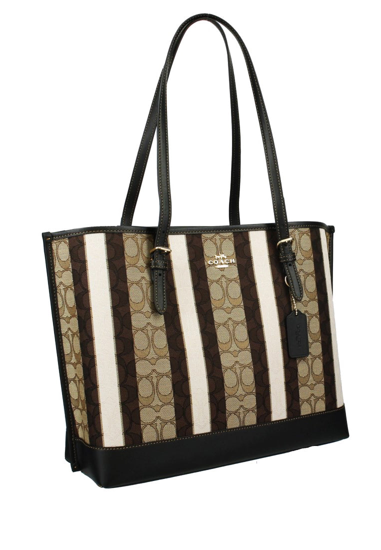 Coach Mollie Tote In Signature Jacquard With Stripes - Brown/Multi