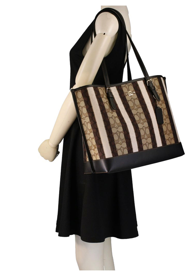 Coach Mollie Tote In Signature Jacquard With Stripes - Brown/Multi