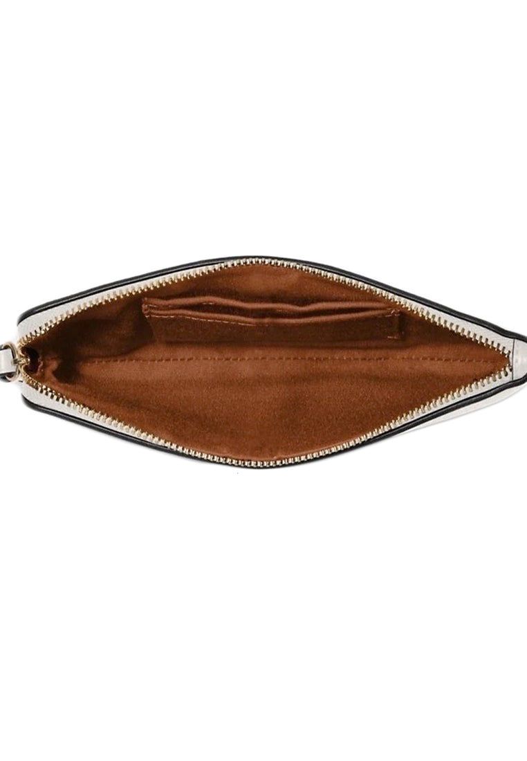 Coach Large Corner Zip Wristlet In Signature - White