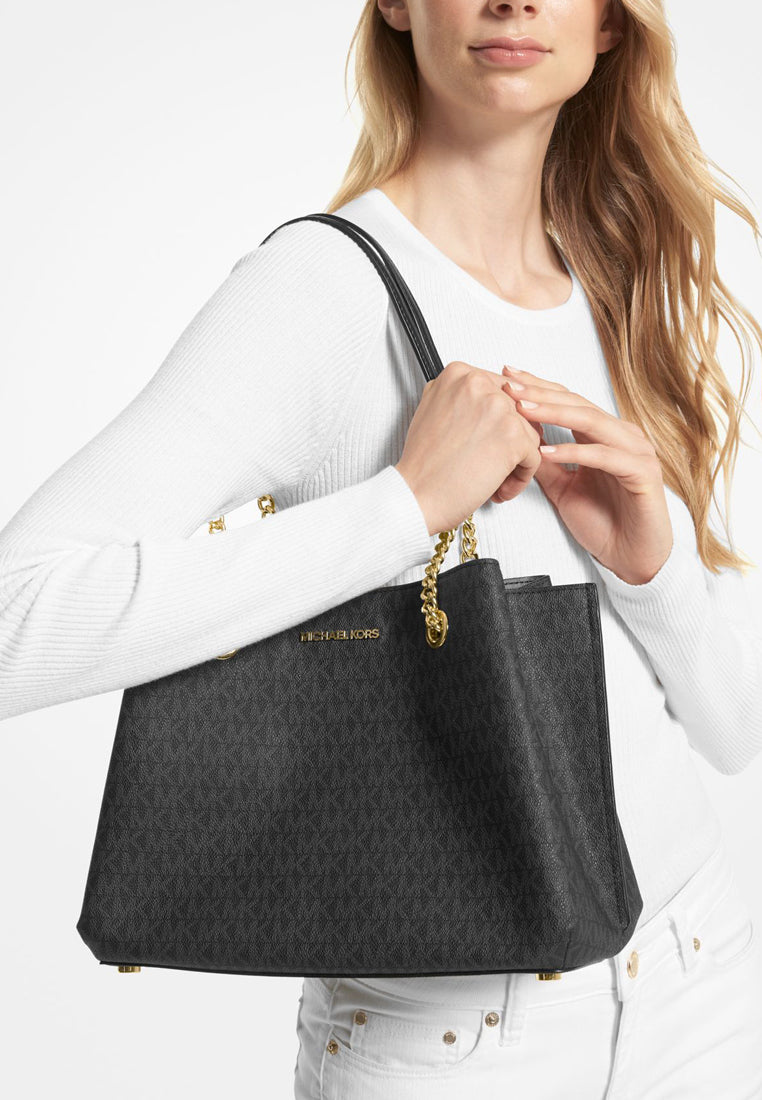 Michael Kors Teagan Large Signature Shoulder Bag - Black