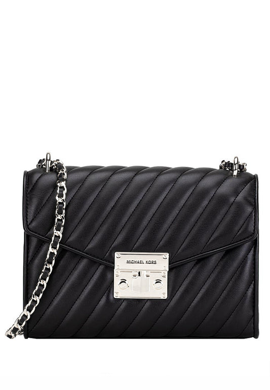 Michael Kors Rose Medium Quilted Shoulder Bag - Black(Silver Logo)