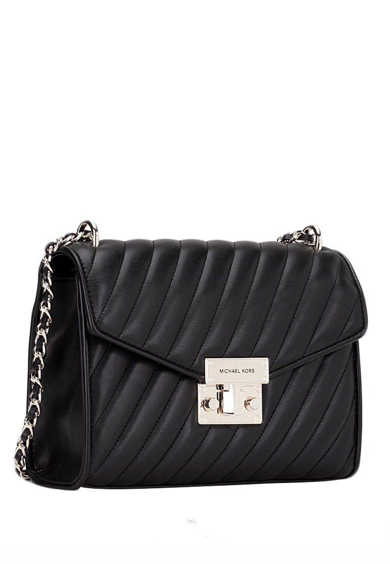 Michael Kors Rose Medium Quilted Shoulder Bag - Black(Silver Logo)