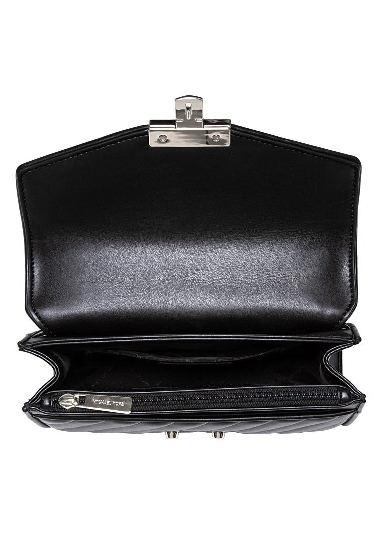 Michael Kors Rose Medium Quilted Shoulder Bag - Black(Silver Logo)