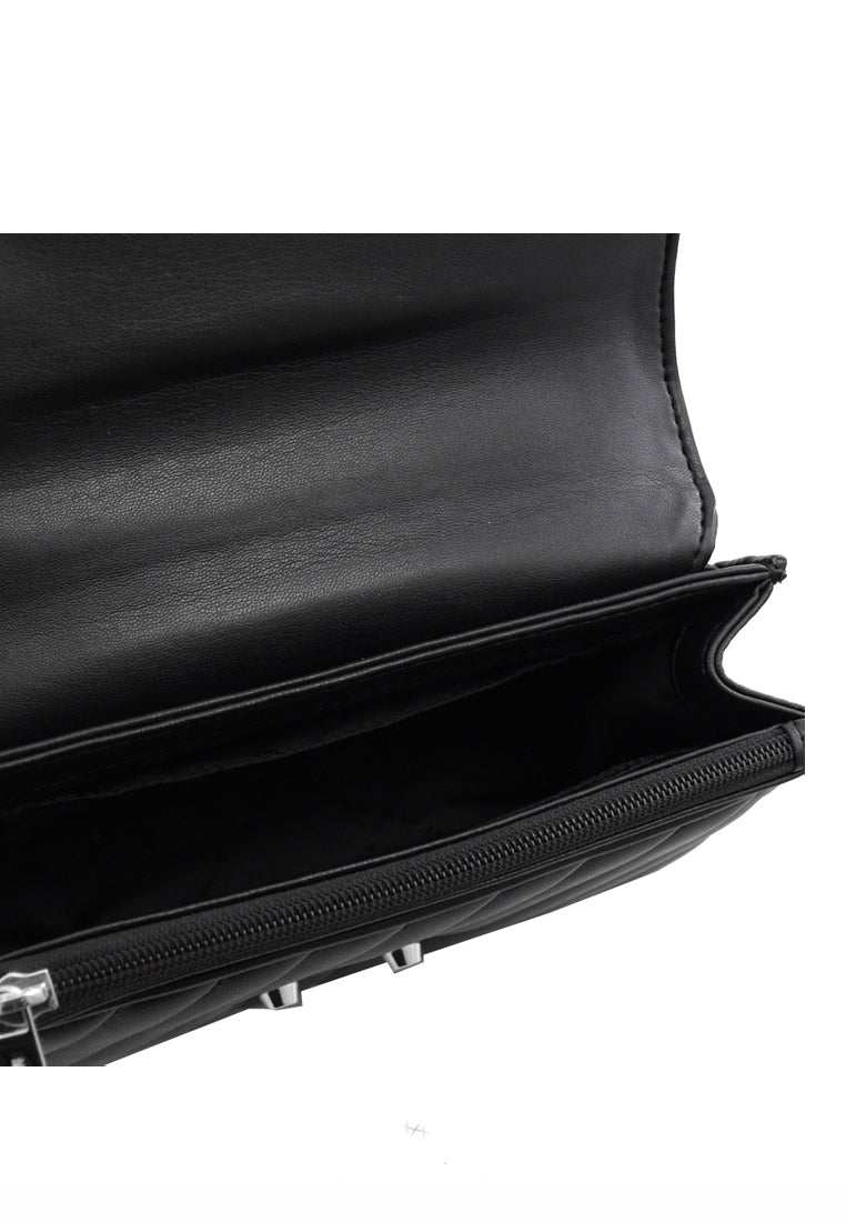 Michael Kors Rose Medium Quilted Shoulder Bag - Black(Silver Logo)