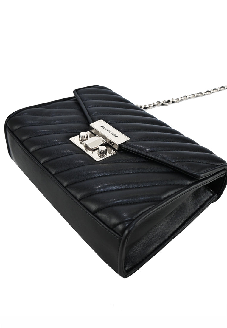 Michael Kors Rose Medium Quilted Shoulder Bag - Black(Silver Logo)