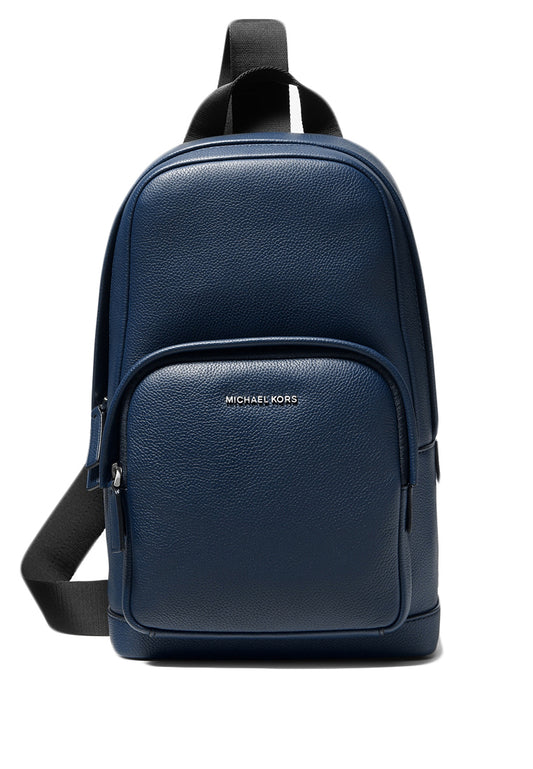 Michael Kors Mens Cooper Pebbled Leather Sling Pack - Navy